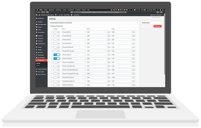 codevision notebook custom breakpoint for elementor - Home